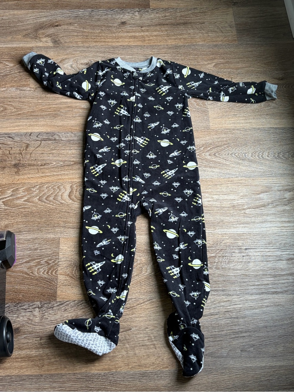 Carter's Black Space Rocket Print One-Piece Footed Pajamas